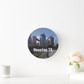Houston Texas Skyline (Panoramic) Runde Wanduhr (Zuhause)