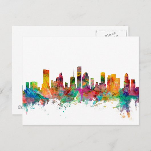 Houston Texas Skyline Postkarte (Vorne/Hinten)