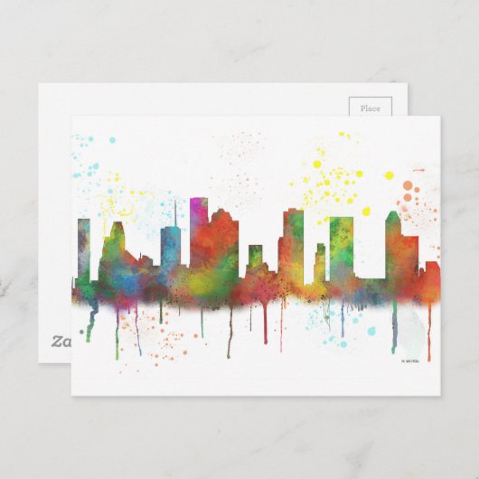 HOUSTON TEXAS SKYLINE POSTKARTE (Vorne/Hinten)