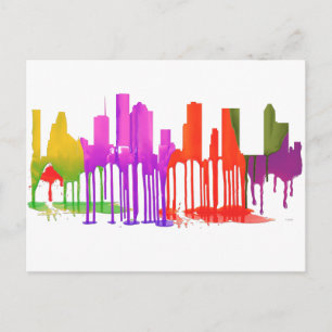 HOUSTON TEXAS SKYLINE PUDDLES - POSTKARTE