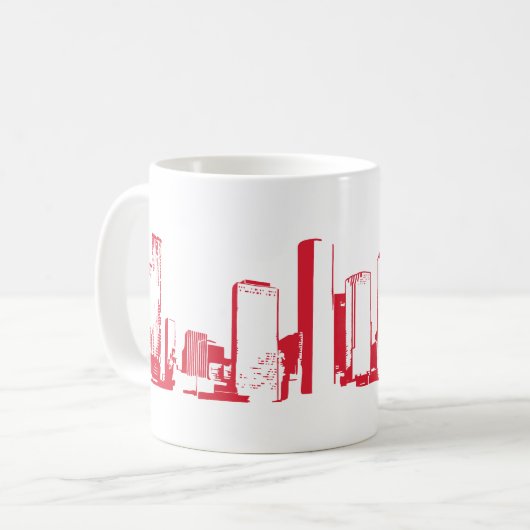 Houston, Texas Skyline, Red - Line Art Kaffeetasse (Vorderseite Links)