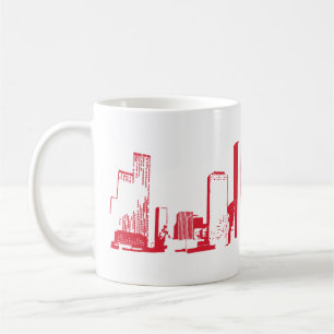 Houston, Texas Skyline, Red - Line Art Kaffeetasse