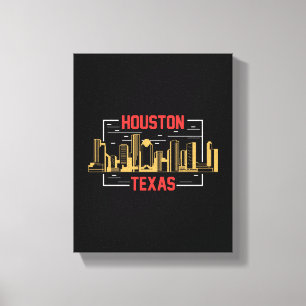 Houston Texas Skyline Retro Urban Grafikdesign Leinwanddruck
