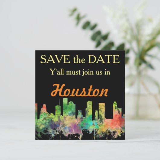 HOUSTON TEXAS SKYLINE SP - SAVE THE DATE (Stehend Vorderseite)