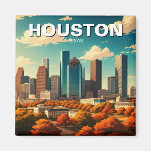 Houston Texas Skyline Stadtbild Herbst Magnet