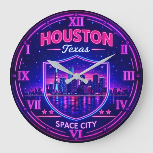 Houston Texas Space City Große Wanduhr (Vorderseite)