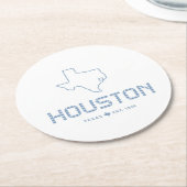Houston & Texas Tile, Blue Tile, Houston Texas Runder Pappuntersetzer (Angewinkelt)