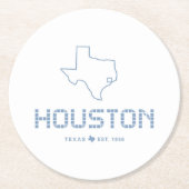 Houston & Texas Tile, Blue Tile, Houston Texas Runder Pappuntersetzer (Vorderseite)