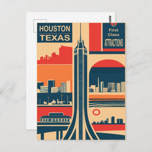 Houston, Texas, Touristenattraktionen, Reisen Postkarte (Vorne/Hinten)
