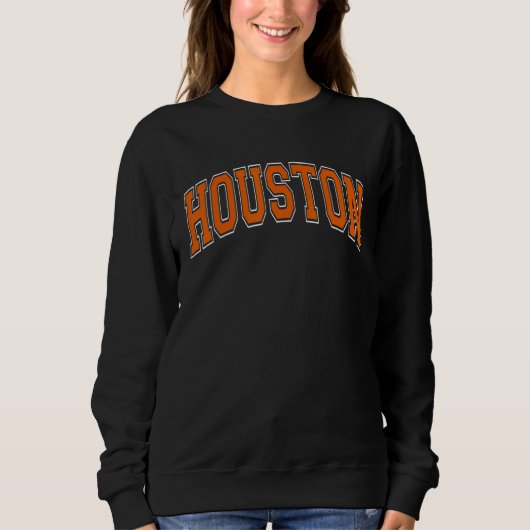 Houston Texas TX Varsity Style Orange Font Sweatshirt (Vorderseite)
