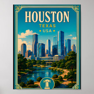 🚀 Houston Texas Urlaubserinnerung Besuch im Stadt Poster