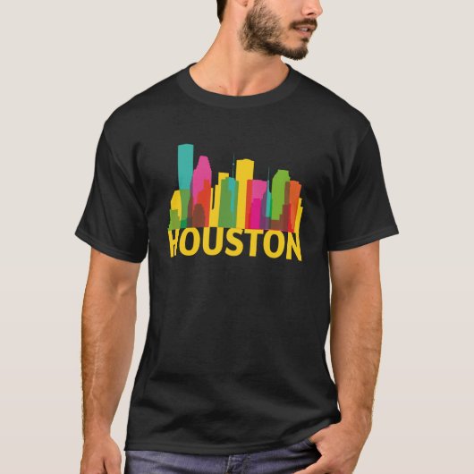 Houston Texas USA Skyline Silhouette Kontur Sketc T-Shirt (Vorderseite)