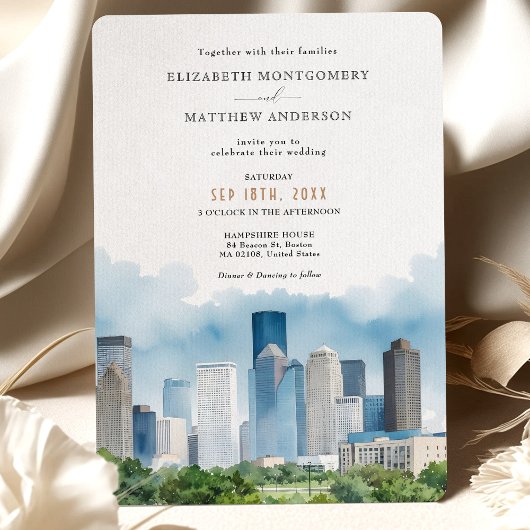 HOUSTON Texas USA Skyline Wedding Einladung