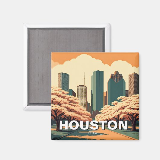 Houston Texas Vintag Magnet (Vorderseite/Rückseite)