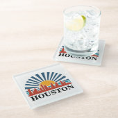 Houston Texas Vintag Sunset Retro Travel Glasuntersetzer (Schrägansicht)