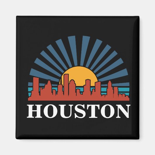 Houston Texas Vintag Sunset Retro Travel Magnet (Vorne)
