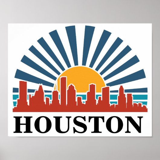 Houston Texas Vintag Sunset Retro Travel Poster (Vorne)