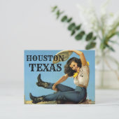 HOUSTON Texas Vintage Reise Cowgirl Postkarte (Stehend Vorderseite)