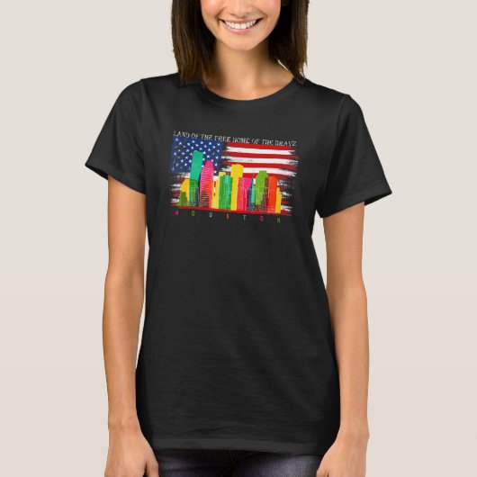 Houston Texas Watercolor Skyline Zuhause Staat Sou T-Shirt (Vorderseite)