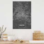 Houston, Texas (weiß auf schwarz) Poster (Küche)