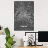 Houston, Texas (weiß auf schwarz) Poster (Heimbüro)