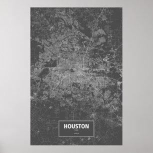 Houston, Texas (weiß auf schwarz) Poster