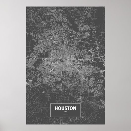 Houston, Texas (weiß auf schwarz) Poster (Vorne)