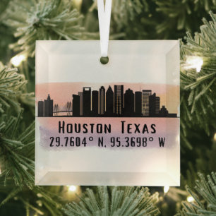 Houston TX City Skyline Glasdekoration Ornament Aus Glas