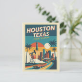 Houston TX Retro 1950er Reise Postkarte (Stehend Vorderseite)