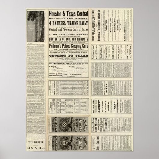 Houston und Texas Zentralbahn durch Texas Poster (Vorne)