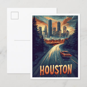 Houston USA Vintage-Illustration Reise Postkarte