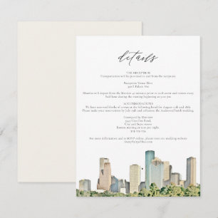 HOUSTON Watercolor Skyline Reisedetails Karte
