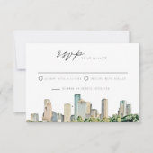 HOUSTON Watercolor Skyline Wedding RSVP Einladung (Vorderseite)