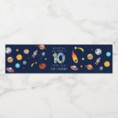 Houston We Have A 10 Year Old 10th Birthday Party Wasserflaschenetikett (Einzelnes Label)