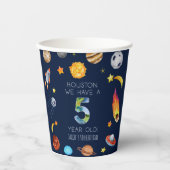 Houston We Have A 5 Year Old 5th Birthday Party Pappbecher (Vorderseite)