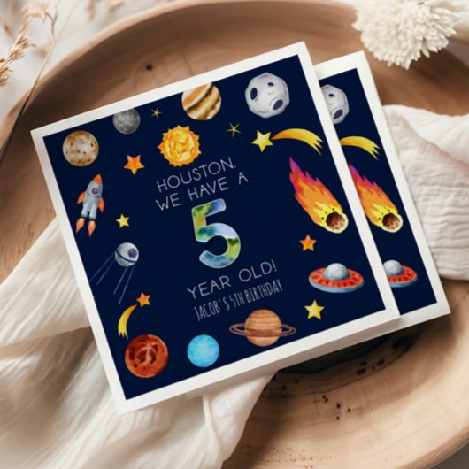 Houston We Have A 5 Year Old 5th Birthday Party Serviette