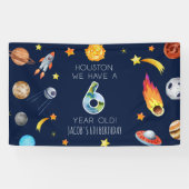 Houston We Have A 6 Year Old 6th Birthday Party Banner (Horizontal)