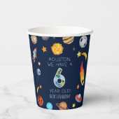 Houston We Have A 6 Year Old 6th Birthday Party Pappbecher (Rückseite)