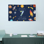 Houston We Have A 7 Year Old 7th Birthday Party Banner (Messeveranstaltung)