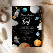 Houston We Have a Boy Black Space Baby Shower Einladung