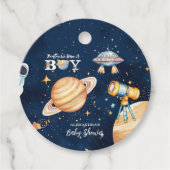Houston We Have A Boy Outer Space Geschenkanhänger (Vorderseite)