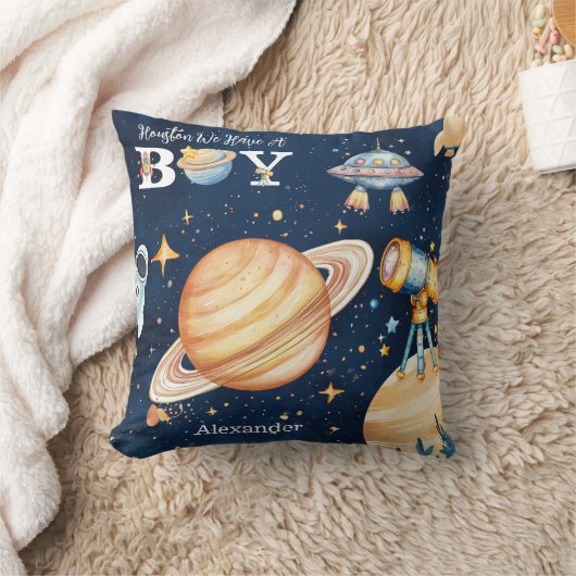 Houston We Have A Boy Outer Space Kissen (Decke)