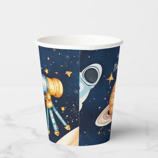 Houston We Have A Boy Outer Space Pappbecher (Rechts)