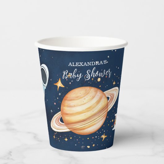 Houston We Have A Boy Outer Space Pappbecher (Vorderseite)
