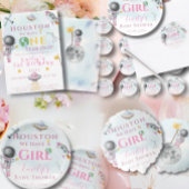 Houston We Have A Girl baby shower Space Astronaut Runder Aufkleber