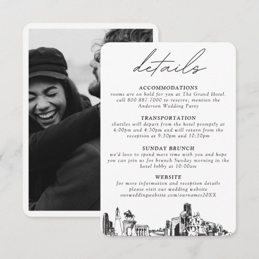 Houston Wedding Details Enclosure Card Begleitkarte (Vorne/Hinten)