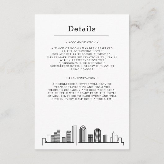 Houston Wedding | Gästedaten Begleitkarte (Vorderseite)