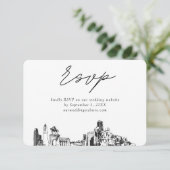 Houston Wedding Minimalistisch Sketch UAWG Begleitkarte (Stehend Vorderseite)