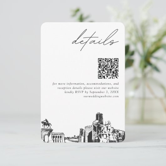 Houston Wedding Modern Details QR Code Begleitkarte (Stehend Vorderseite)