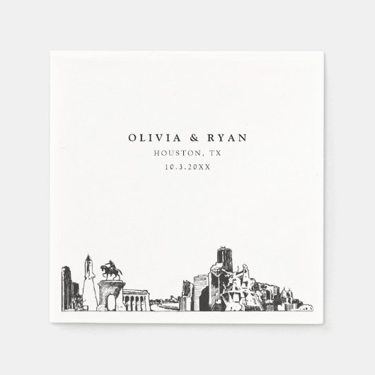 Houston Wedding Paper Cocktail Napkin Serviette (Vorderseite)